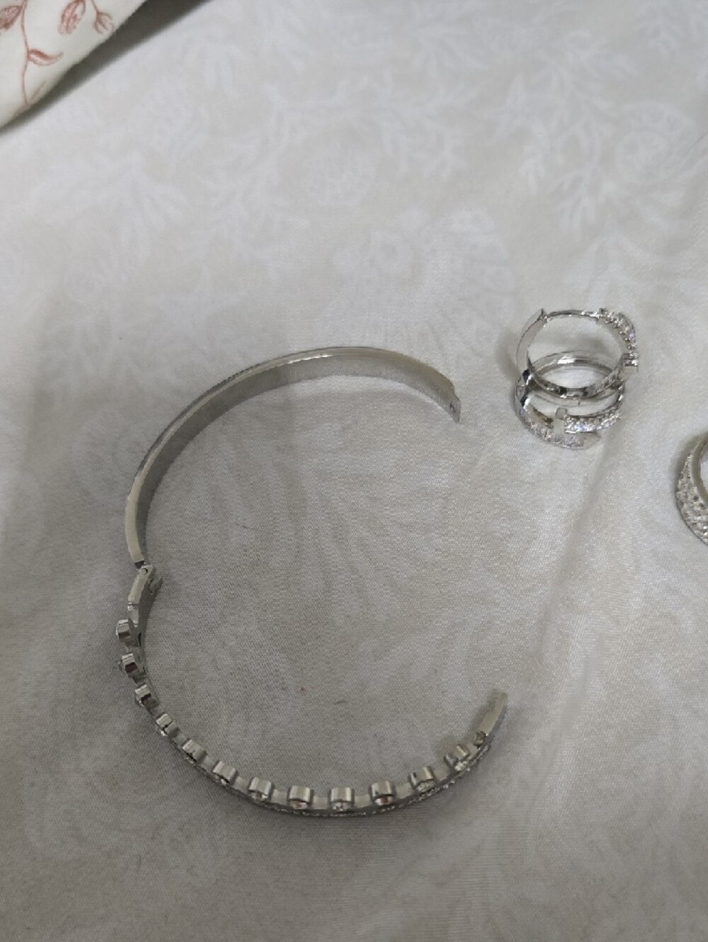 Silver Crystal Crown Bangle Set - Picture 4 of 5